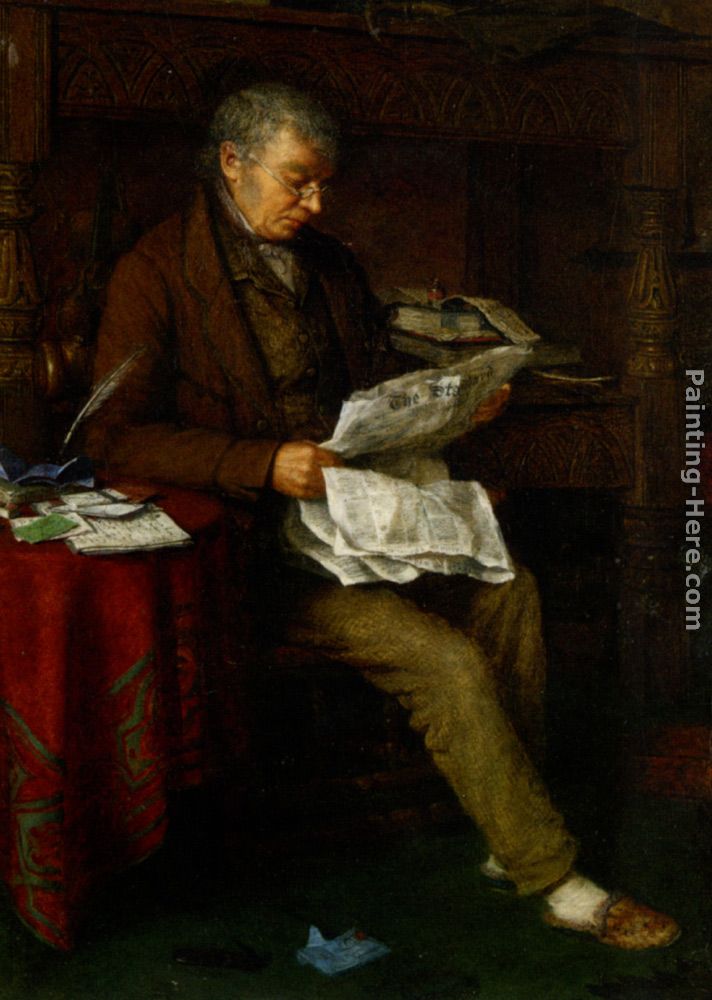 Reading the Standard painting - Charles Spencelayh Reading the Standard art painting